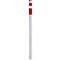 White bollard with red band and silver top.