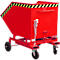 Späne-Kippbehälter Bauer SKW-ET 1000, Stahl, rot, B 1395 x T 1070 x H 1220 mm, 600 l, bis 300 kg, Rollen, manuelles Kippen, mit Einfahrttaschen