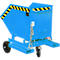 Späne-Kippbehälter Bauer SKW-ET 250, Stahl, blau, B 1115 x T 820 x H 990 mm, 250 l, bis 300 kg, Rollen, manuelles Kippen, mit Einfahrttaschen