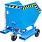 Späne-Kippbehälter Bauer SKW-ET 250, Stahl, blau, B 1115 x T 820 x H 990 mm, 250 l, bis 300 kg, Rollen, manuelles Kippen, mit Einfahrttaschen