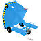 Späne-Kippbehälter Bauer SKW-ET 250, Stahl, blau, B 1115 x T 820 x H 990 mm, 250 l, bis 300 kg, Rollen, manuelles Kippen, mit Einfahrttaschen