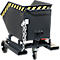 Späne-Kippbehälter Bauer SKW-ET 250, Stahl, schwarz, B 1115 x T 820 x H 1090 mm, 250 l, bis 300 kg, Rollen, manuelles Kippen, mit Einfahrttaschen