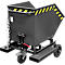 Späne-Kippbehälter Bauer SKW-ET 250, Stahl, schwarz, B 1115 x T 820 x H 1090 mm, 250 l, bis 300 kg, Rollen, manuelles Kippen, mit Einfahrttaschen