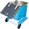 Späne-Kippbehälter Bauer SKW-ET 400, Stahl, blau, B 1320 x T 900 x H 1090 mm, 400 l, bis 300 kg, Rollen, manuelles Kippen, mit Einfahrttaschen