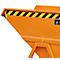 Späne-Kippmulde Bauer SKS 400, Stahl, orange, B 1220 x T 1050 x H 1115 mm, 400 l, bis 1000 kg, Rollen, Ablasshahn, Manuelle Kippvorrichtung