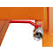 Späne-Kippmulde Bauer SKS 400, Stahl, orange, B 1220 x T 1050 x H 1115 mm, 400 l, bis 1000 kg, Rollen, Ablasshahn, Manuelle Kippvorrichtung