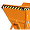 Späne-Kippmulde Bauer SKS 550, Stahl, orange, B 1250 x T 1200 x H 1170 mm, 550 l, bis 1000 kg, Rollen, Ablasshahn, Manuelle Kippvorrichtung