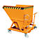 Späne-Kippmulde Bauer SKS 700, Stahl, orange, B 1345 x T 1200 x H 1275 mm, 700 l, bis 1000 kg, Rollen, Ablasshahn, Manuelle Kippvorrichtung