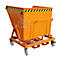 Späne-Kippmulde Bauer SKS 700, Stahl, orange, B 1345 x T 1200 x H 1275 mm, 700 l, bis 1000 kg, Rollen, Ablasshahn, Manuelle Kippvorrichtung
