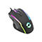 Schwarze Gaming-Maus mit bunter RGB-Beleuchtung und Speedlink-Logo vor weißem Hintergrund.