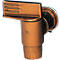 Close-up of a bronze-colored faucet with a three-section lever and hexagonal connector.
