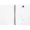 Offenes weißes Notizbuch mit Spiralbindung. Auf der rechten Seite befindet sich das Logo und Platz für Informationen.