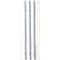 White kitchen towel with three vertical, blue stripes.