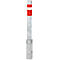 A polished, rectangular post with a red band. The post has a gray color and a square base.