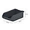 Bac en plastique gris avec dimensions : 103mm, 168mm, 52mm.