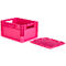 SSI Schäfer Euro-Box lichtgewicht container ELB 4220 met deksel, polypropeen, L 400 x B 300 x H 220 mm, 20,4 liter, roze