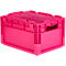 SSI Schäfer Euro-Box lichtgewicht container ELB 4220 met deksel, polypropeen, L 400 x B 300 x H 220 mm, 20,4 liter, roze