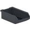 Dunkelgraue Aufbewahrungsbox, aus Kunststoff, mit schräger Vorderseite.