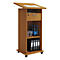 Staand bureau Melta, verrijdbaar, in hoogte verstelbaar/kantelbaar, 3 open vakken &amp; 1 afsluitbare lade, B 600 x D 500 x H 1090-1200 mm, hout, beuken decor