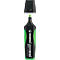 Grüner Textmarker "Stabilo Green Boss" mit schwarzem Deckel, auf weissem Hintergrund. 83% recyceltes Plastik.