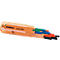 Orange pencil case with various colored felt-tip pens. "Stabilo point 88" is written on the case.