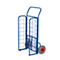 Blue grid cart photographed on a white background. The cart has a wheel with a red hub.