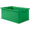 Green plastic box with lettering. Rectangular shape, recessed grips, text: SCHÄFER KASTEN 1976-2.