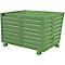 Green, rectangular metal container with ribbed sides, standing on feet. A logo can be seen above the left side.