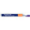 Close-up of a Steadtler Mars micro carbon lead pack. Blue background with orange marking. Inscription: Steadtler, Mars micro carbon, HB, 0.9 mm.