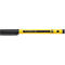 A yellow Staedtler highlighter with a black cap. Text: Staedtler Noris writing pen.