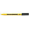 Yellow highlighter with a black lid. Inscription: STAEDTLER. Yellow marker lies horizontally.