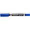 Blauwe viltstift, met de tekst "STAEDTLER permanent Lumocolor duo".