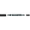 A black Staedtler Lumocolor permanent duo pen with open caps.