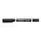 Black STAEDTLER Lumocolor Duo pen. M and F mark the tips. Black barrel.
