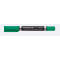 Grüner Staedtler Lumocolor Permanent Duo Stift mit zwei Spitzen vor weißem Hintergrund.