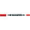 A red STAEDTLER Lumocolor Duo permanent marker with open caps.