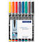 Colored markers in a package. The package says "Lumocolor permanent" by "STAEDTLER".