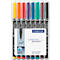Set of Staedtler Lumocolor pens in various colors, in a plastic package.