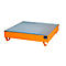Stahl-Auffangwanne mit Gitterrost, 1200 x 1200 mm, orange RAL 2000
