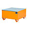 Stahl-Auffangwanne mit Gitterrost, 800 x 800 mm, orange RAL 2000