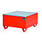 Stahl-Auffangwanne mit Gitterrost, 800 x 800 mm, rot RAL 3000