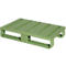 Stahlflachpalette, bis 1500 kg, geschlossenes Oberdeck, 2 Stahlkufen, L 800 x B 500 x H 130 mm, Stahl, Resedagrün RAL 6011