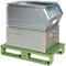 Stahlflachpalette, bis 1500 kg, geschlossenes Oberdeck, 2 Stahlkufen, L 800 x B 500 x H 130 mm, Stahl, Resedagrün RAL 6011