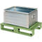 Stahlflachpalette, bis 1500 kg, geschlossenes Oberdeck, 2 Stahlkufen, L 800 x B 500 x H 130 mm, Stahl, Resedagrün RAL 6011