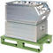 Stahlflachpalette, bis 1500 kg, geschlossenes Oberdeck, 2 Stahlkufen, L 800 x B 500 x H 130 mm, Stahl, Resedagrün RAL 6011