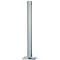 Stainless steel bollard. Cylindrical, mounted on a rectangular base plate.
