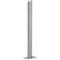 Cylindrical stainless steel bollard. The bollard has a rounded cap and sits on a square plate.
