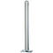 Silver bollard, cylindrical with a rounded cap, screwed onto a rectangular plate.
