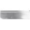Close-up of a shiny, silver metal plate with a horizontal line dividing it into two parts.