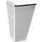 A metallic, shiny furniture leg. The shape is trapezoidal with a narrower, flattened end.